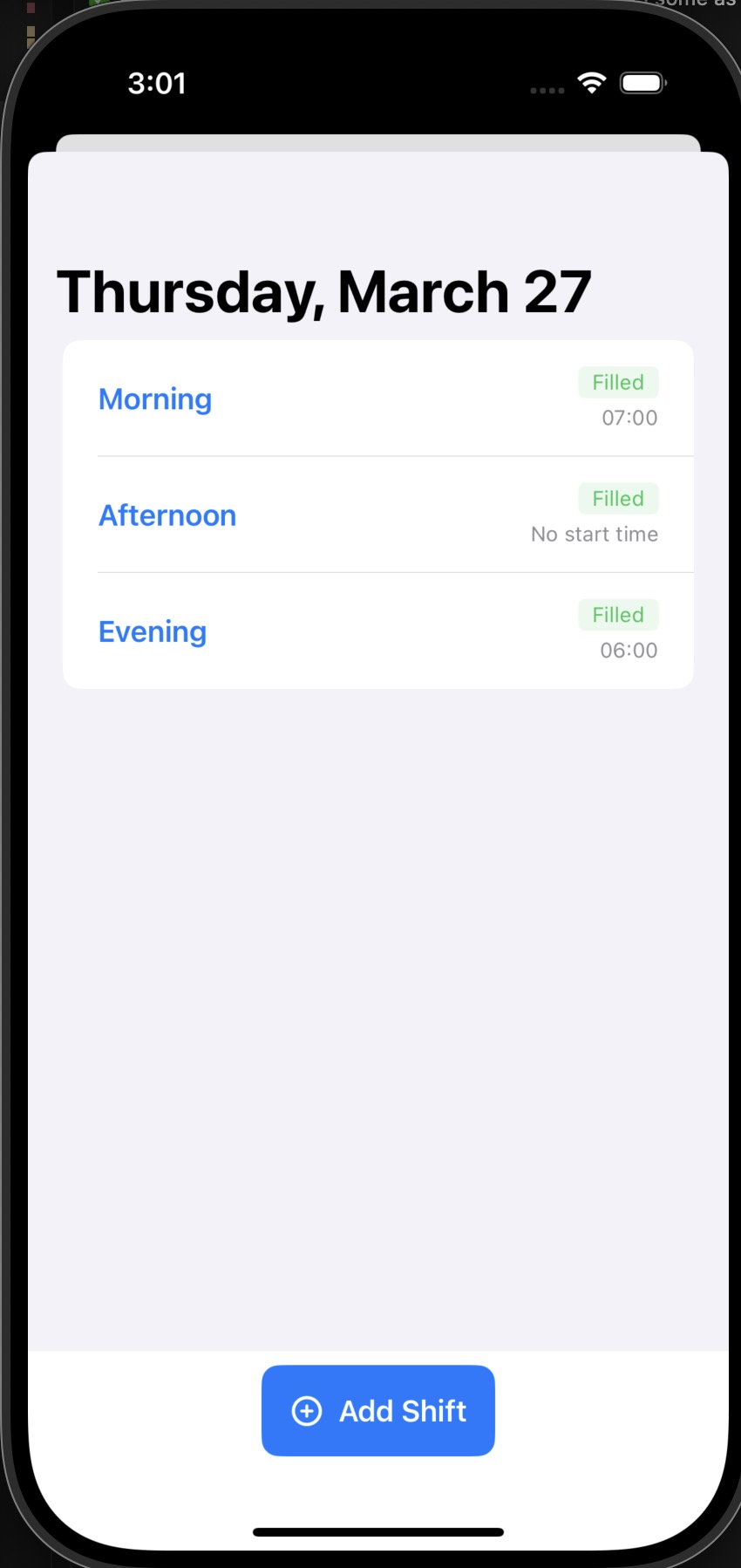 Cloxbi Shift Assignment
