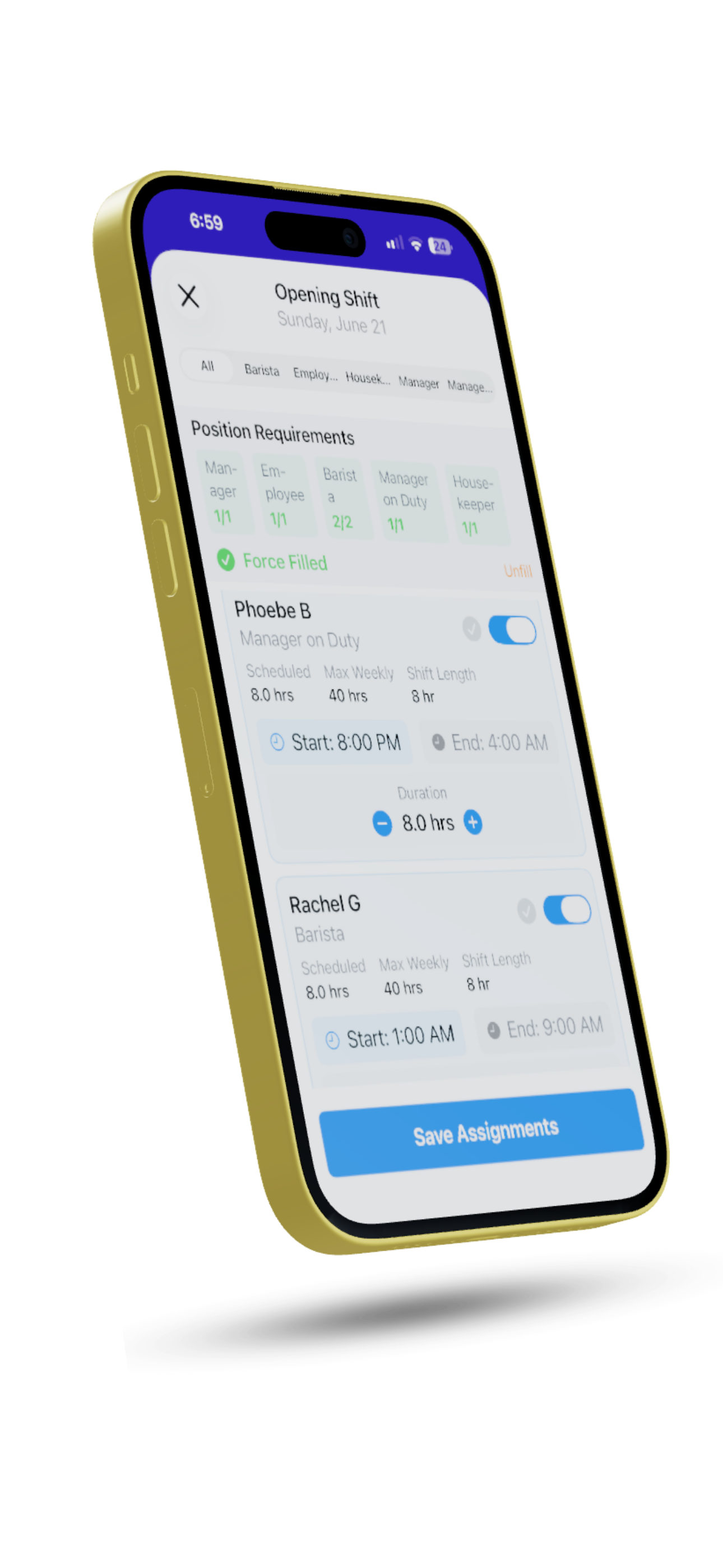Intelligent Scheduling screen on iPhone