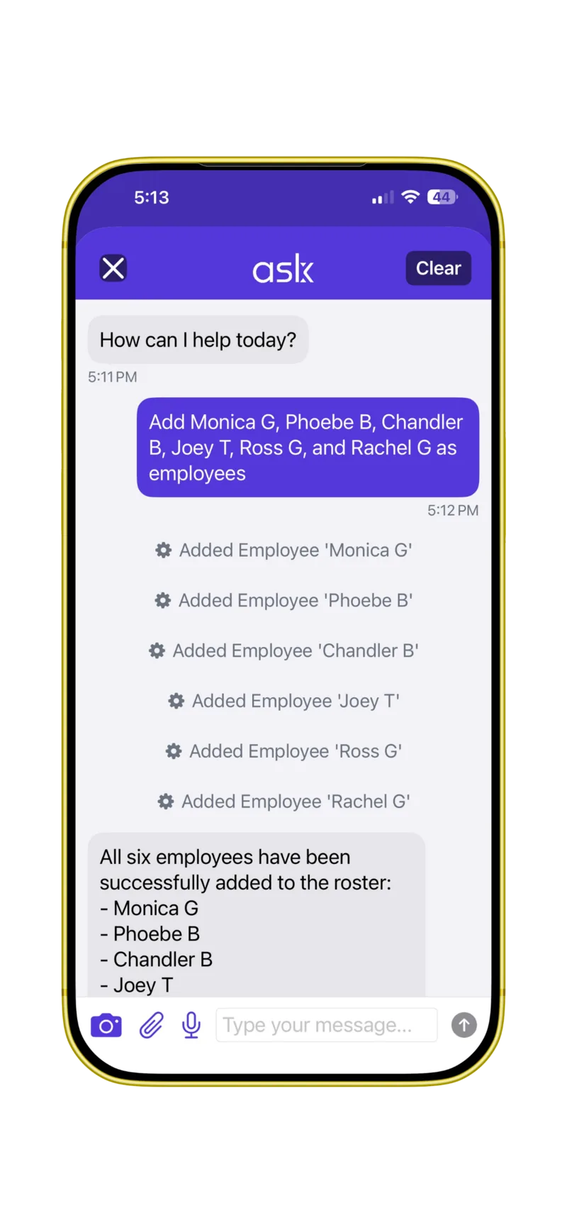 Ask Cloxbi AI assistant building a schedule