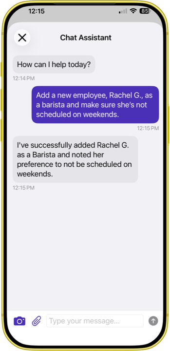 Chat Assistant screen on iPhone